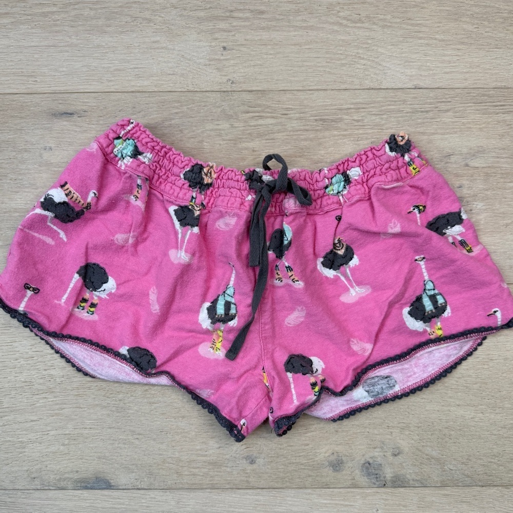 P.J. Salvage Pink Ruffled Ostrich Shorts